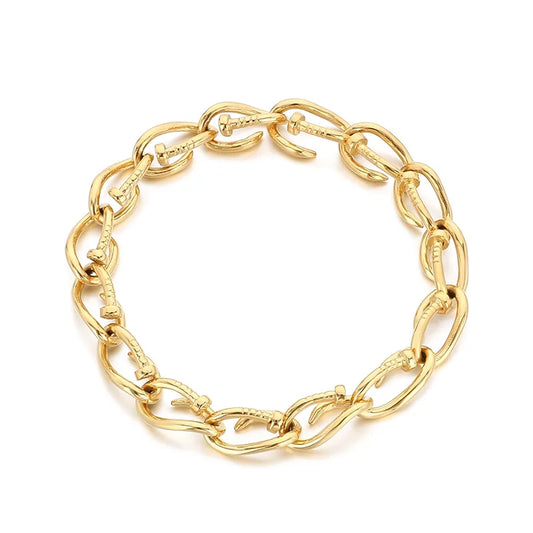 KALEN Unisex Fine Jewelry Fashion Bracelets Punk Stainless Steel Twisted Nail Links Bracelet Women