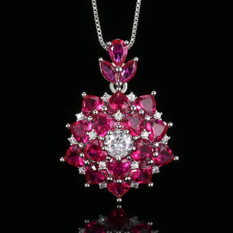 Gemfiori Fashionable Temperament Light Luxury Full of Exquisite Zirconium Elements Brass Micro Inlaid Earrings Necklace Ring Set