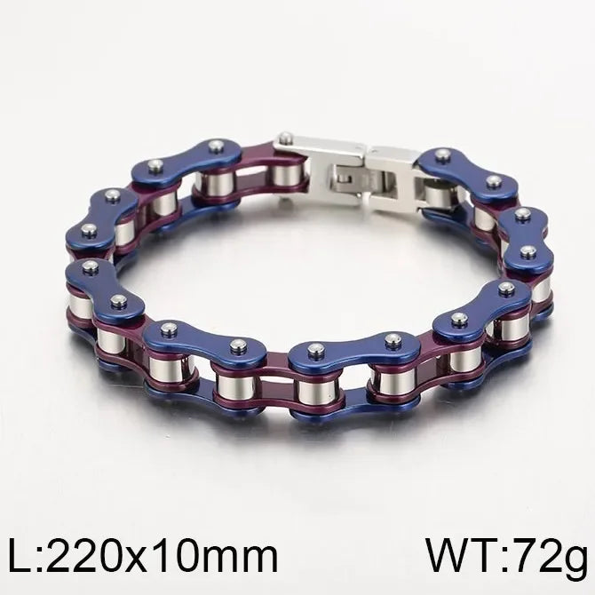 REBEL GOLDIX Men's Stainless Steel Biker Chain Bracelet Hip Hop Bicycle Bracelet Punk Rock Style Butterfly Shape Fashion Buddhism