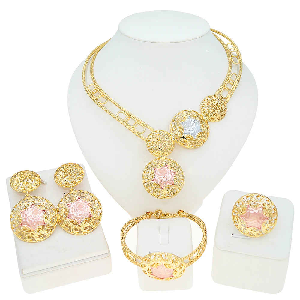 Zhuerrui Italiano Gold Designs Women Jewellery Set Party Fine Costume Jewelry Set Luxury Big Necklace Jewellery Sets X0009130