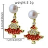 Natural Freshwater Pearl Red Tree-Like Dangle Earrings New in Earrings Gift for Women Girl Christmas Holiday Jewelry GE1744