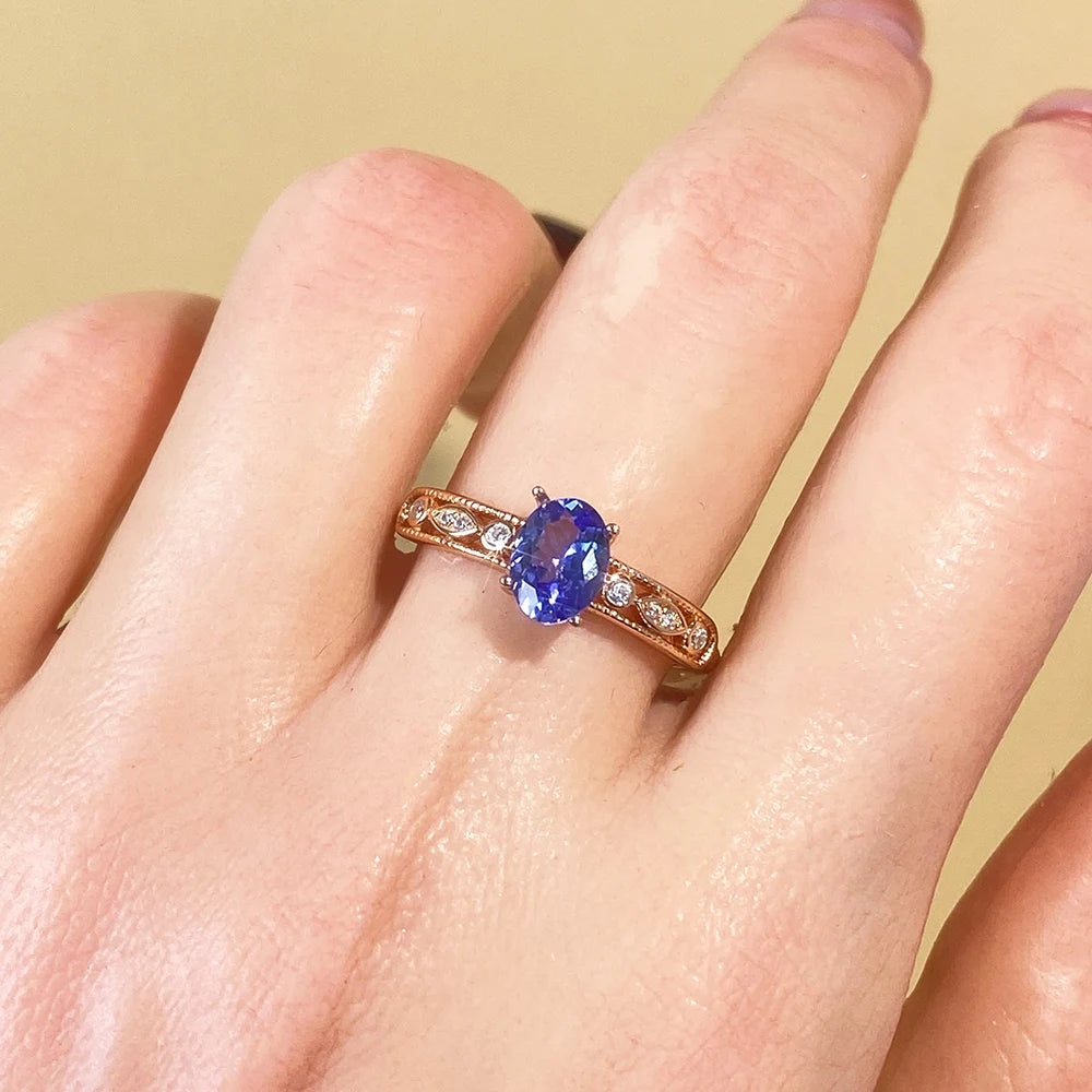 Gioiellieri Fashion Jewelry Rings Natural Tanzanite Classic Party Style for Women Low Price 925 Silver Gold Plated