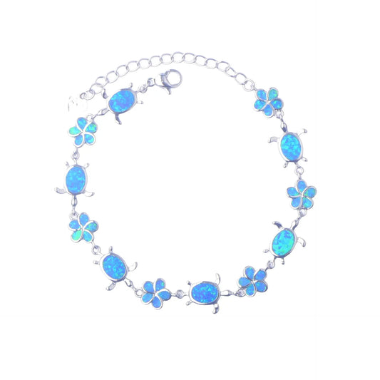 Hawaiian Beach Turtle Flower Christian Opal Beaded Trendy Silver Plated Brass Fashion Jewelry for Women's Anniversary Bulk