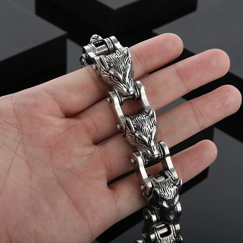 REBEL Hip Hop Biker Motorcycle Zodiac Chain Lion Animal Bracelets Stainless Steel 316L Unisex Anniversary