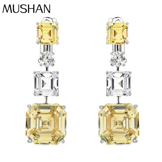 MUSHAN Jewelry Factory S925 Sterling Silver Stud Earrings Light Luxury and HighEnd HighCarbon Diamond Electroplated Gold Jewelry