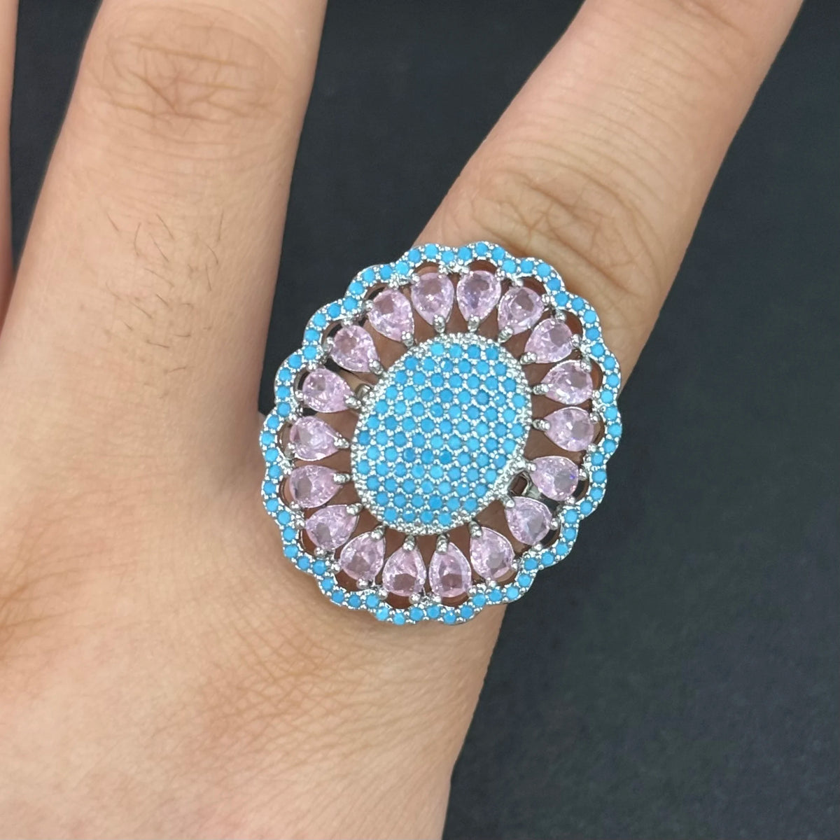 XOTICA TIANSHE French Bride Gets Married, Jewelry Girl Blue Turquoise Zircon Crystal 3pcs Set Mom's Birthday Gift