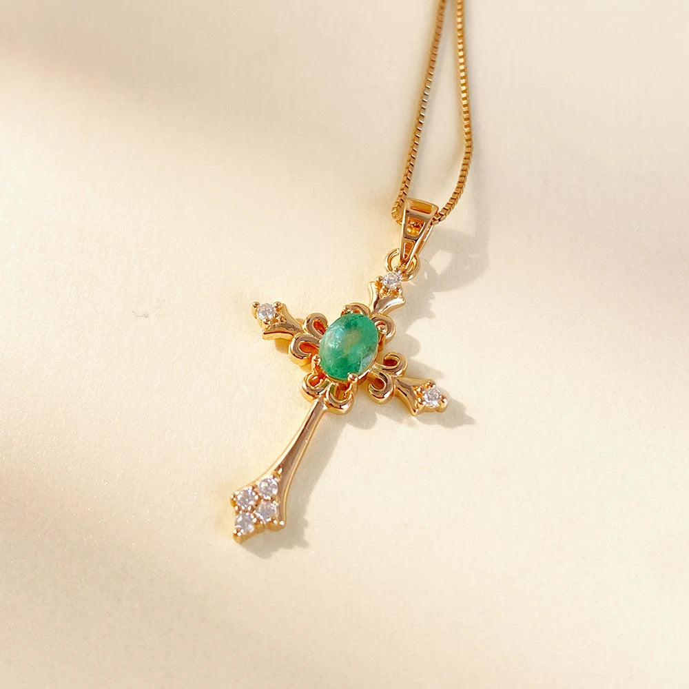 Gioiellieri Hot Popular Vintage 925 Silver Emerald Fashion Classic Style Rose Gold Plated China Oval Cut Pendant Gift