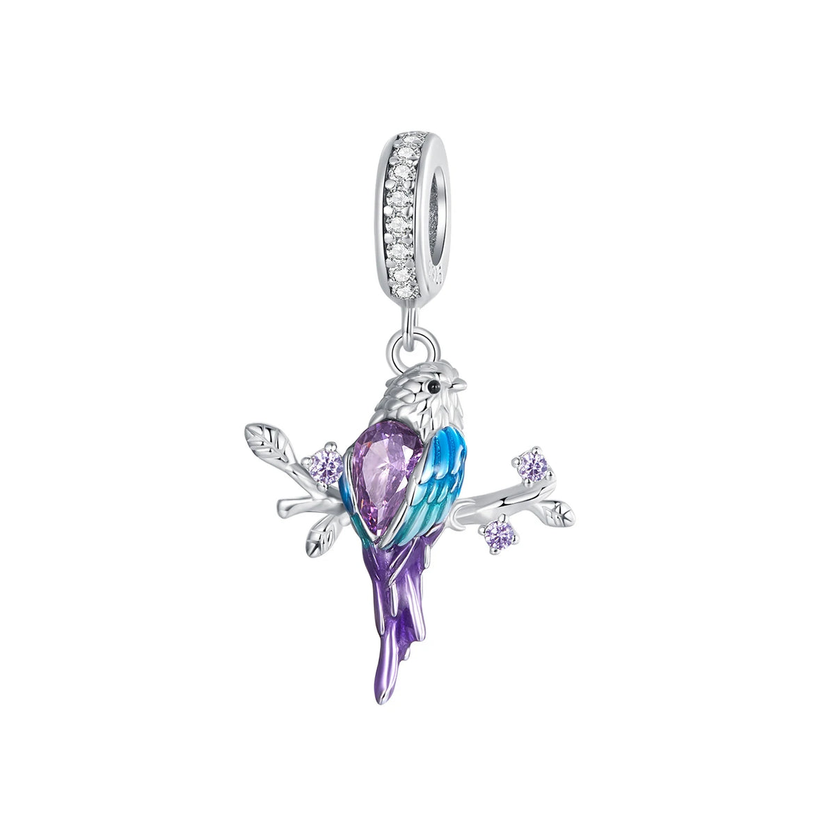 S&S 925 Silver Enamel Kingfisher Jewellery Set – Necklace, Pendant & Earrings – Platinum Plated – Collection