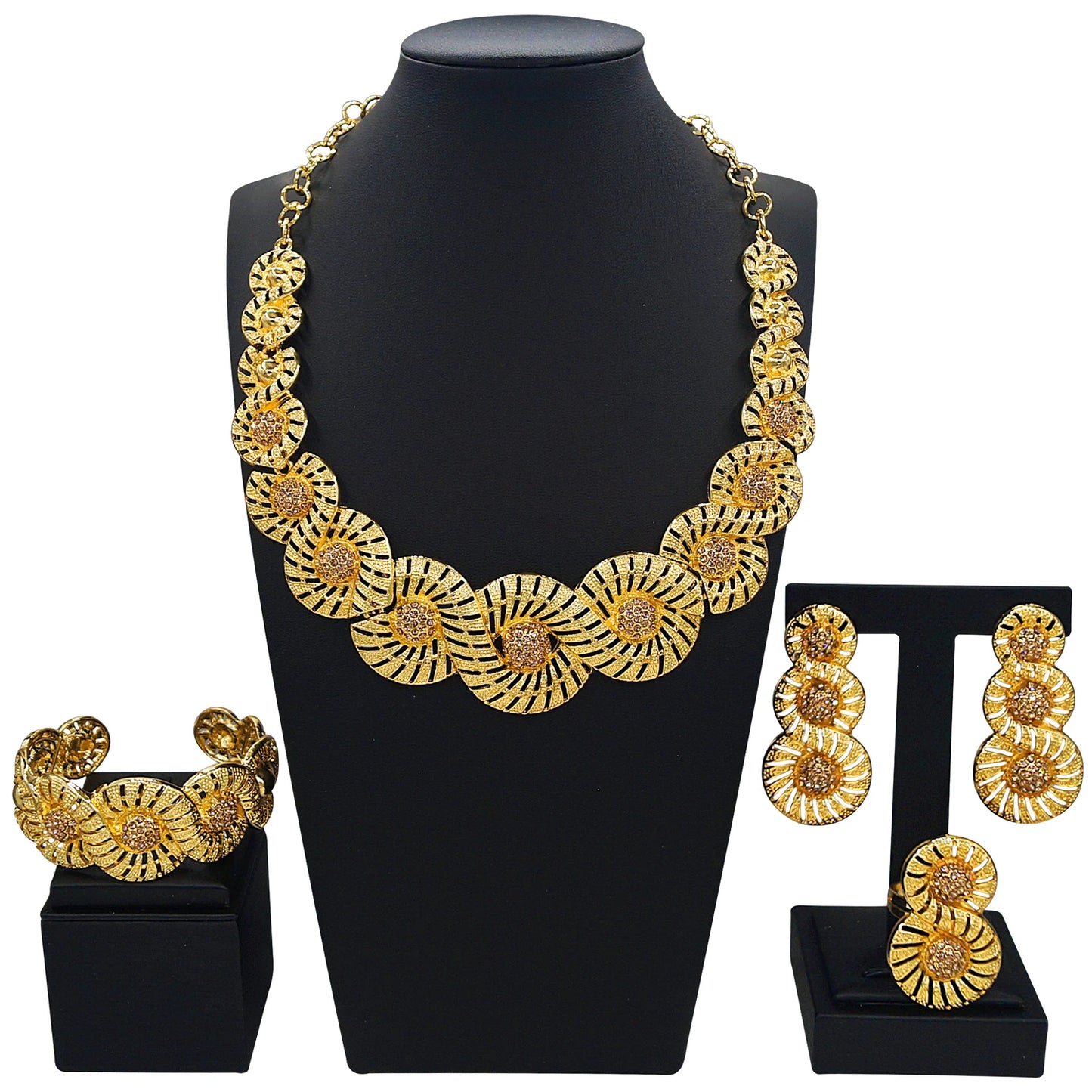 Zhuerrui Italiano Gold Designs Women Jewellery Set Party Fine Costume Jewelry Set Luxury Big Necklace Jewellery Sets I005520