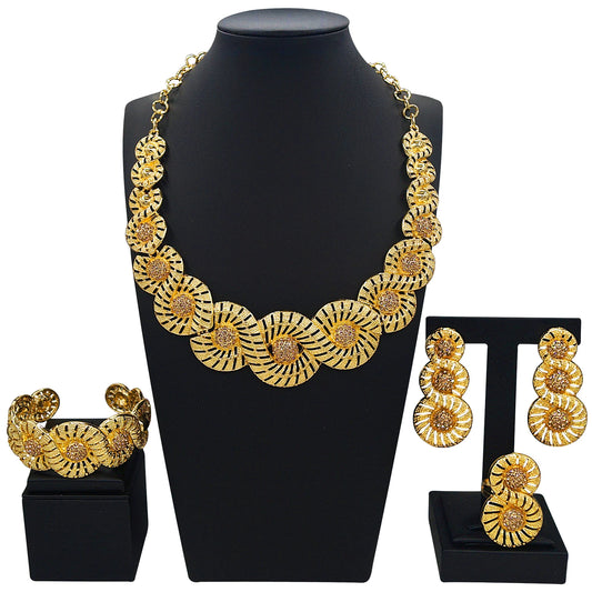 Zhuerrui Italiano Gold Designs Women Jewellery Set Party Fine Costume Jewelry Set Luxury Big Necklace Jewellery Sets I005520