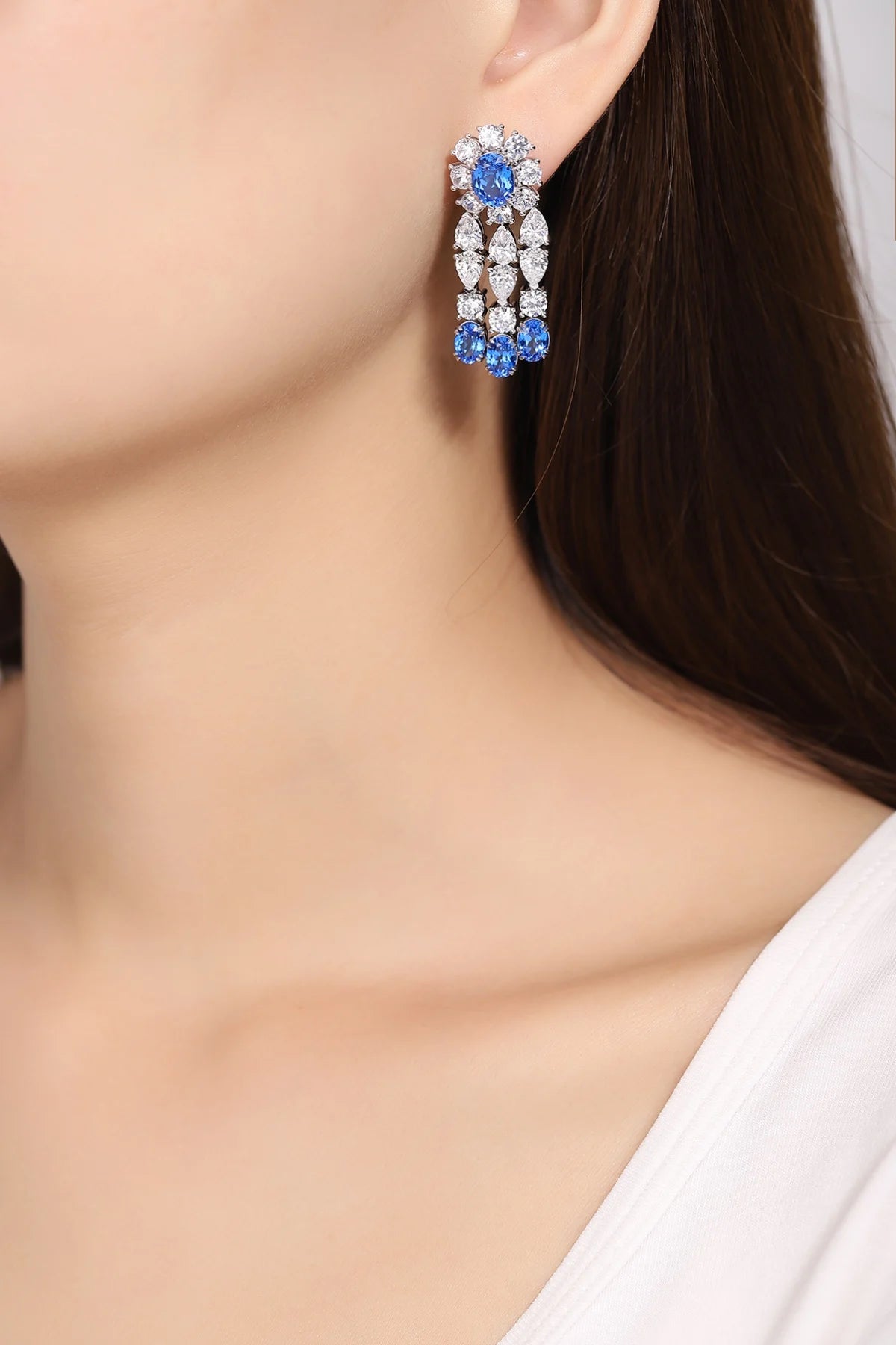 Gemfiori Anster High Quality S925 Lab Grown Cobalt Spinel Earring Stud Dainty Gemstone Stud Earrings for Women Daily Wear Gift