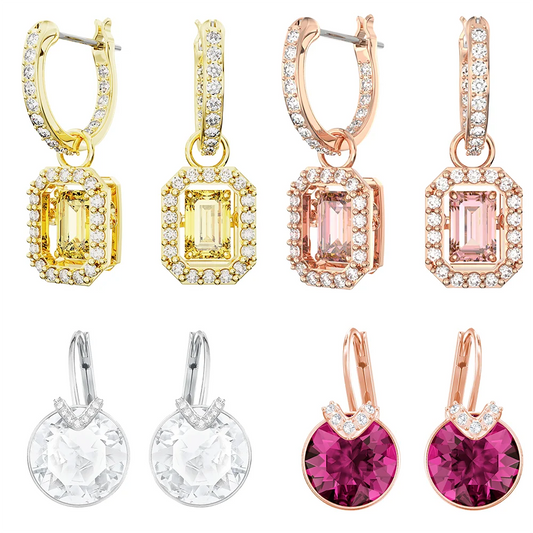 S&S Luxury Vintage Brass Zircon Sparkling Drop Earrings Elegant High-End Jewelry for Women for Parties & Special Occasions