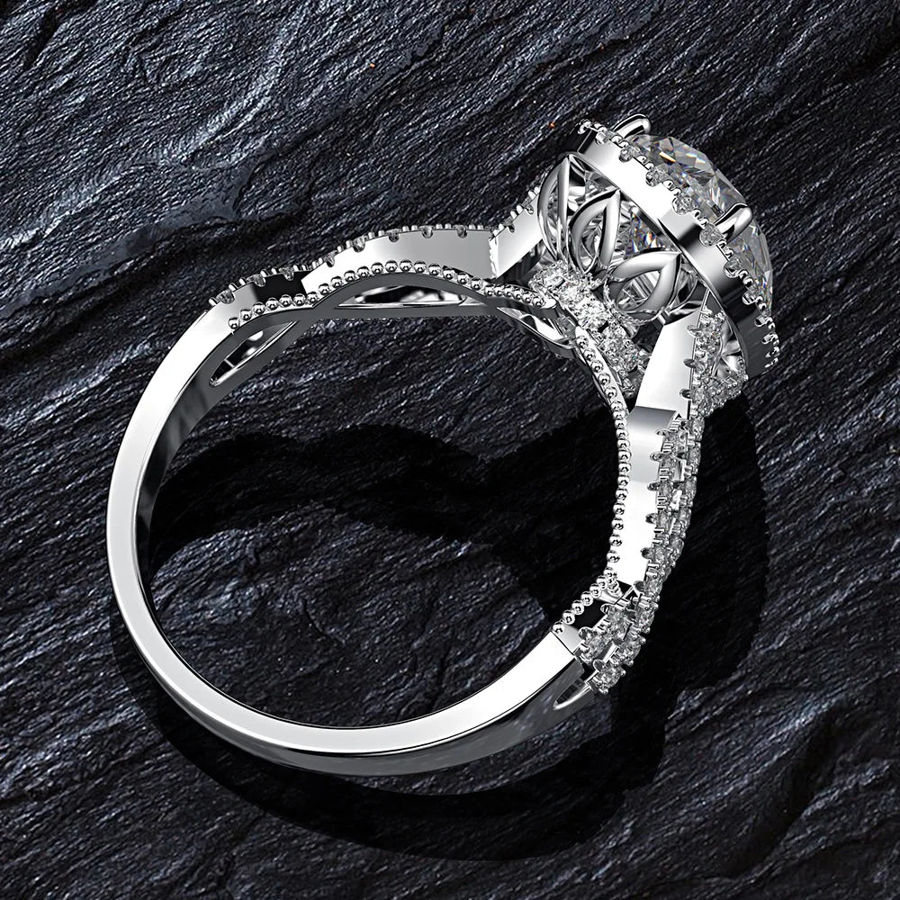 MuShan Jewelry Factory High Quality s 925 Sterling Silver Rings for Women 8*12 High Carbon Diamond Ring 2 Carat Ring Jewelry
