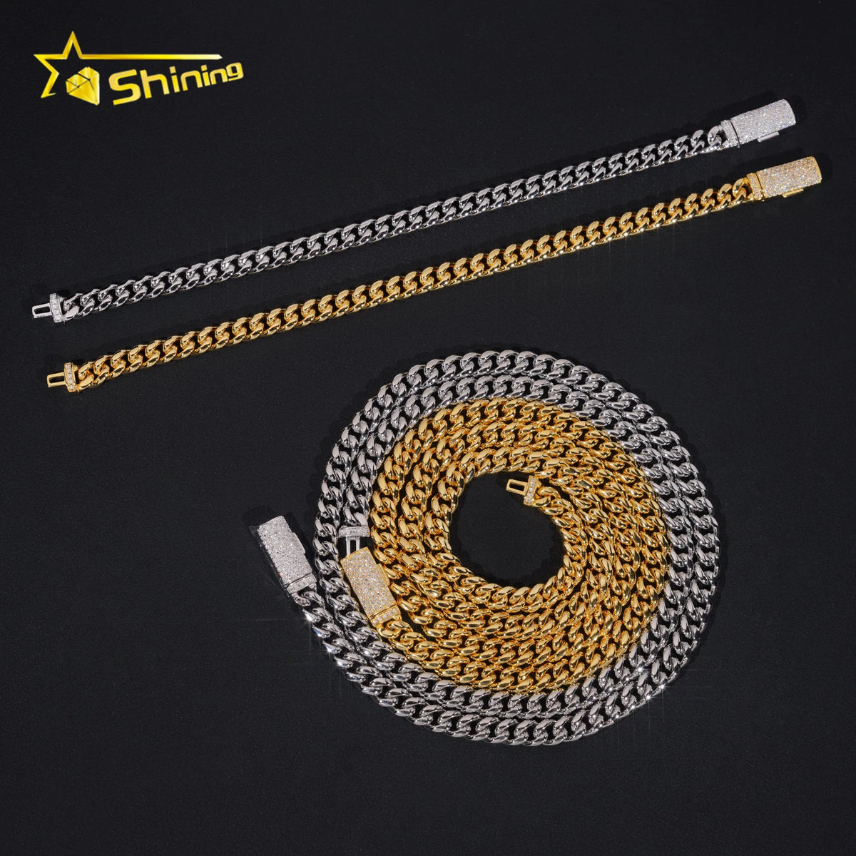 BiG-BOSS New Stocks Factory Price Hip Hop Jewelry 6mm Solid 925 Sterling Silver Moissanite Lock Stainless Steel Cuban Link Chain