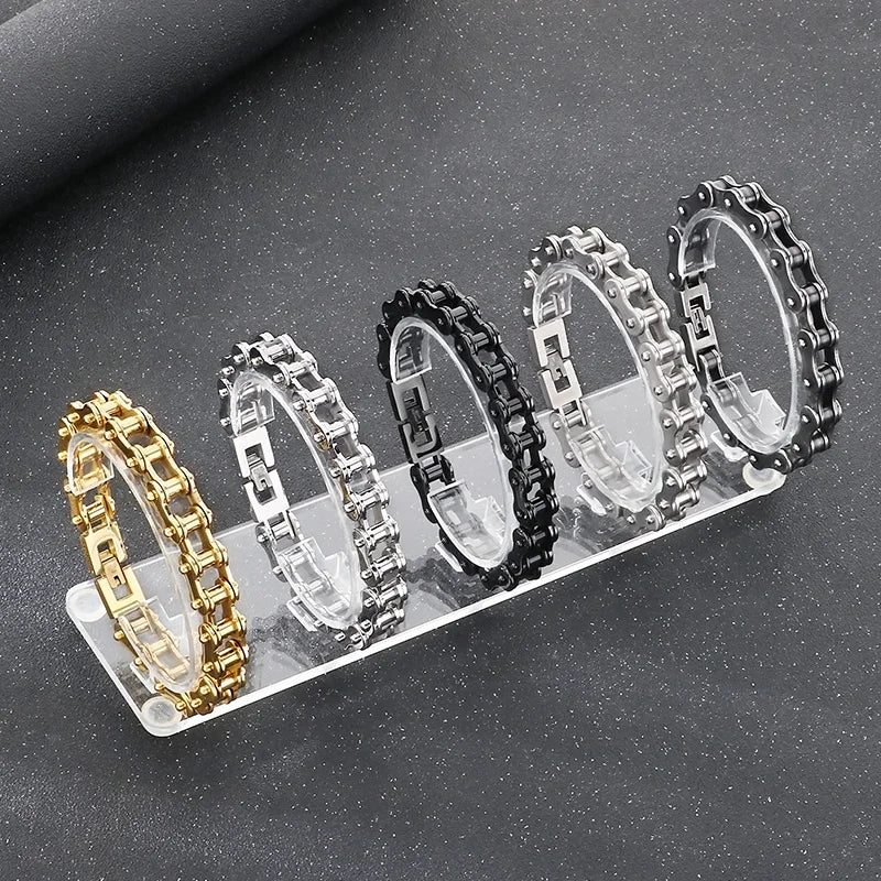 KALEN Shiny Bicycle Chain Stainless Steel Charm Necklace Mens Bracelets
