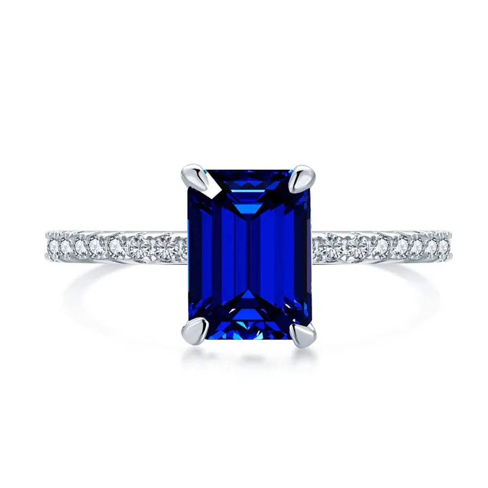 SILVERELLI Cherry Blossom High Carbon Diamond Ring | 925 Sterling Silver | Platinum Plated