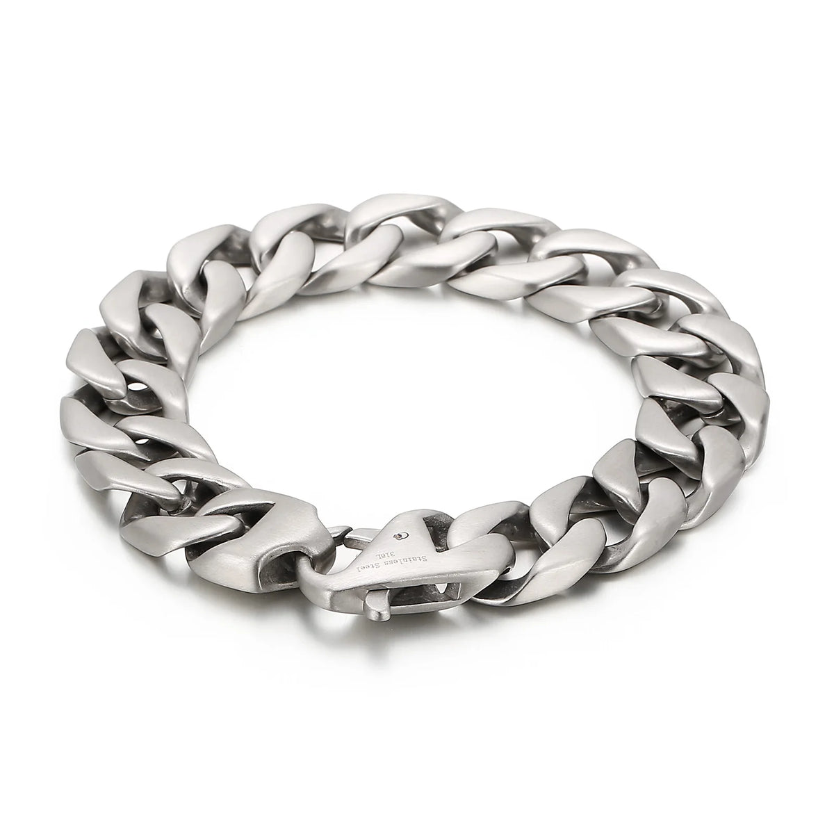 REBEL VIKING Cuff Chain Bracelet – 316L Stainless Steel Unisex Silver Bangle