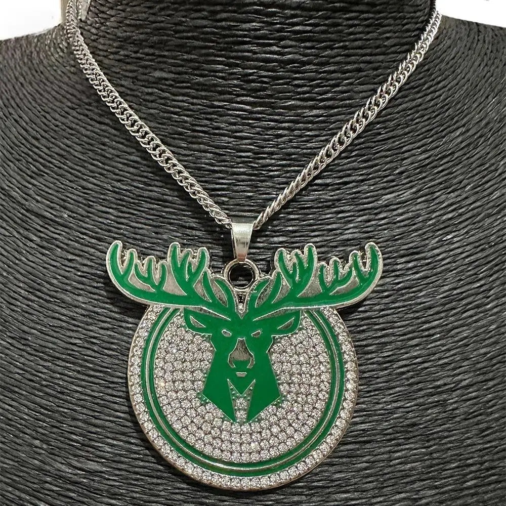 REDheart Hot Selling NBA Bulls Bucks Celtics Championship Pendant Necklace Fashion Alloy Charms Custom Bling Jewelry Inlaid Rhinestones
