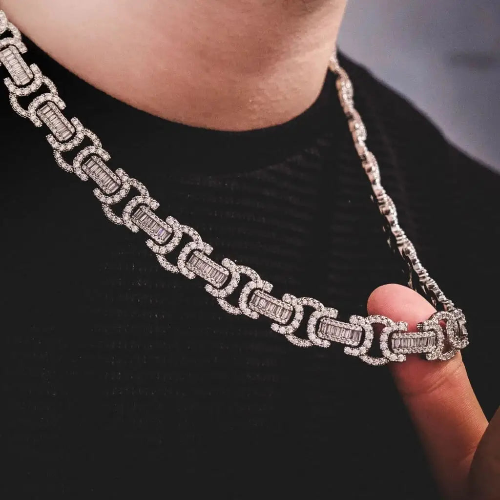 S&S Iced Out Bling 5A Cz 18k Gold Hip Hop Men Boy Jewelry 10mm Diamond Byzantine Chain Necklace