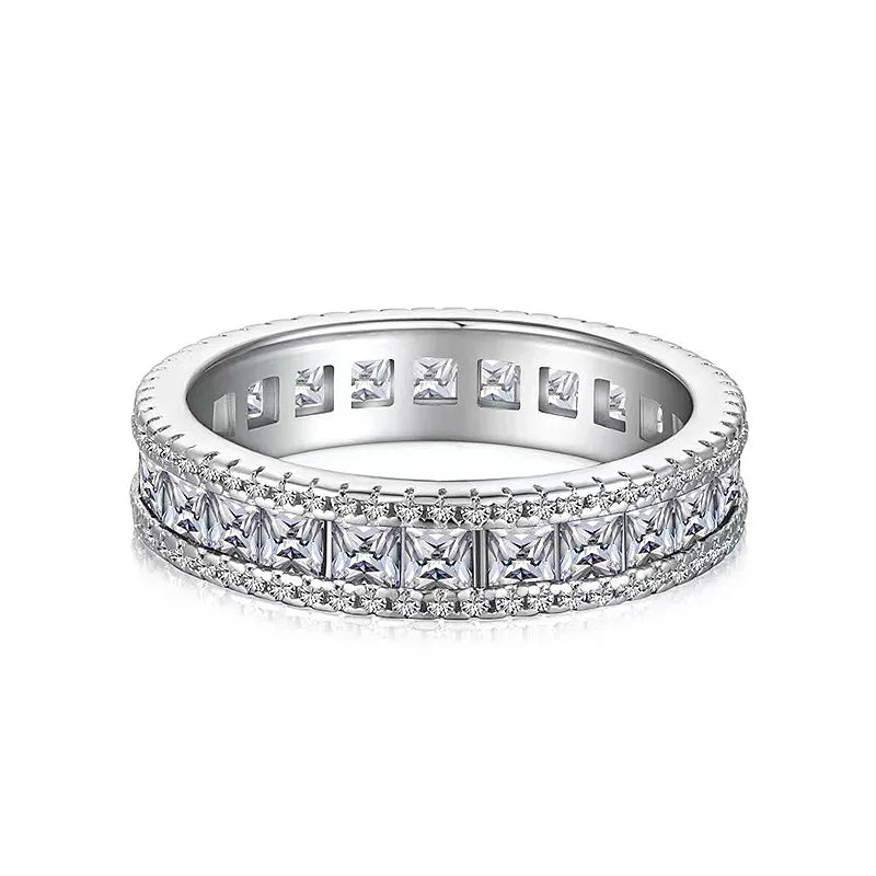 Anti-tarnish Women 925 Sterling Silver 5A 8A Zirconia Wedding Band Engagement Wedding Rings Fine Jewelry Customized Wholesale