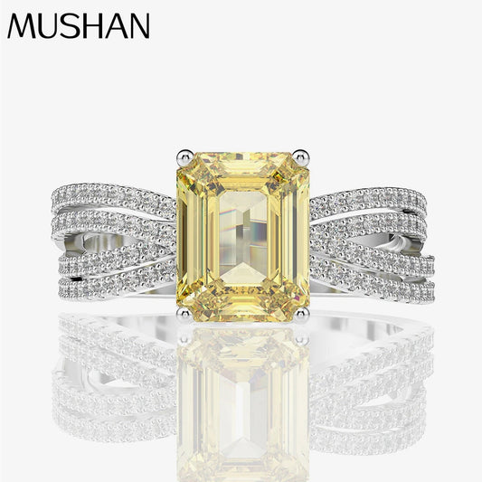 MUSHAN Jewelry Factory 925 Silver Imitation Diamond Ring for Women Luxurious 3 Carat Rectangular 7*9mm