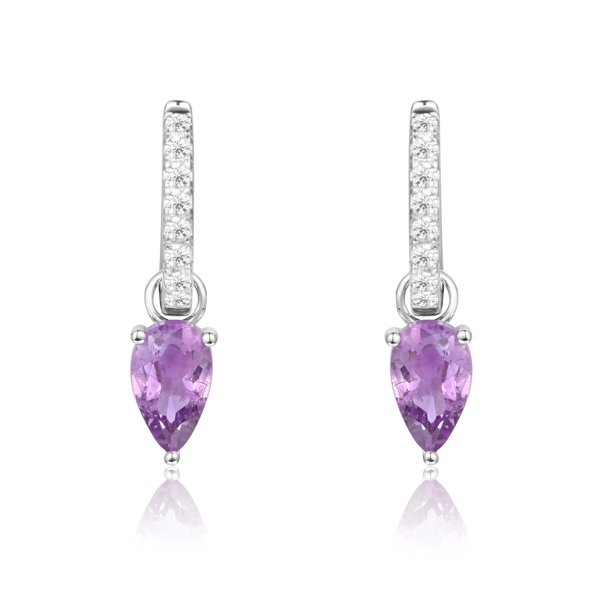 ArtistA Abiding Natural Amethyst Gemstone 925 Sterling Silver Hoop Earrings Jewelry for Women Bridal
