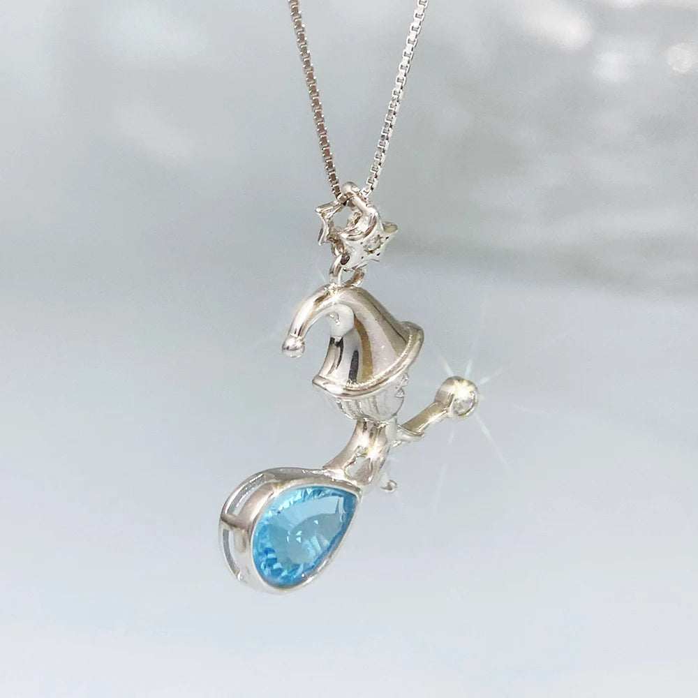 Gioiellieri Natural Swiss Blue Topaz Pendant S925 Sterling Silver Necklace for Women Fine Jewelry December Birthstone Anniversary Gift New
