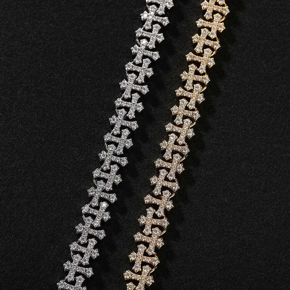Luxury Bling Jewelry Zirconia CZ Paved Diamond Cross Cross Chunky Necklace for Men and Women Hip-Hop Necklace