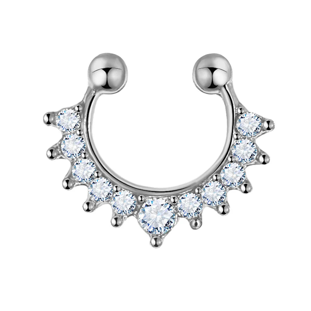 S&S Rhinestone U-Shaped Nose Ring | Crystal Nose Stud Body Jewellery