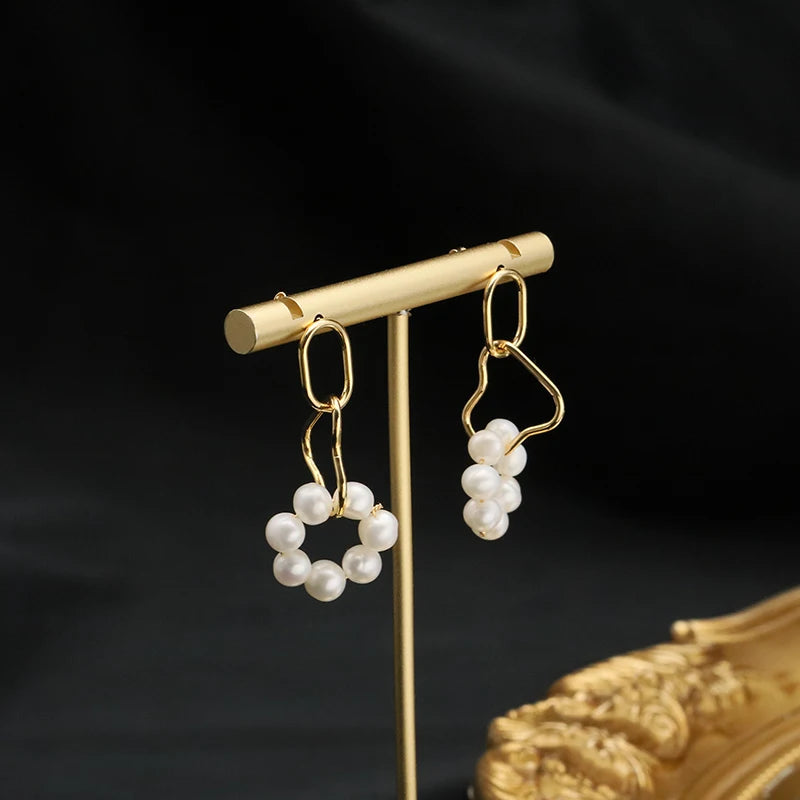 Natural Freshwater White Pearls  Wholesale Fashion Jewelry Earrings Luxury 18k Gold Plating Hoop Earrings