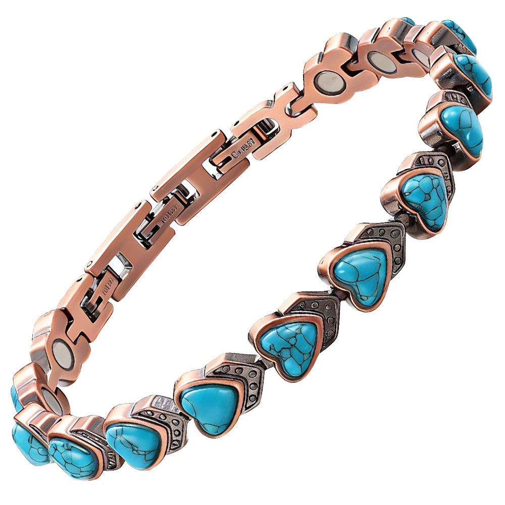 Fashionable Magnetic Inlaid Natural Turquoise Charm Butterfly Design Adjustable Unisex Trendy Bracelet