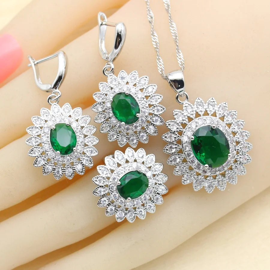 XOTICA Luxury 925 Silver Earrings Bracelet Rings Necklace Pendant Sets for Women Classic Style Best Gift for Engagement or Wedding