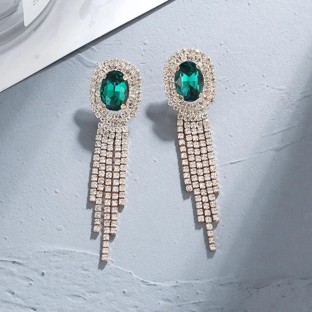 Classic Colorful Crystal Jewelry Micro Pave CZ Stones Sparkling Brass Earrings for Women for Parties and Gifts
