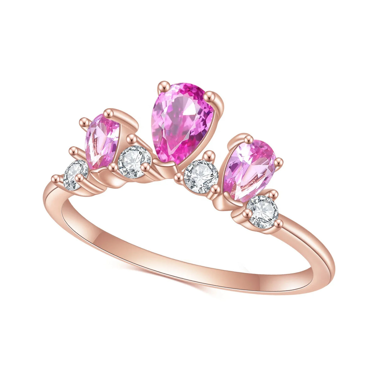 ArtistA Abiding Delicate Trendy Women Jewelry Sterling Silver 925 Rose Gold Plated Ring Lab Grown Pink Sapphire Gemstone Rings