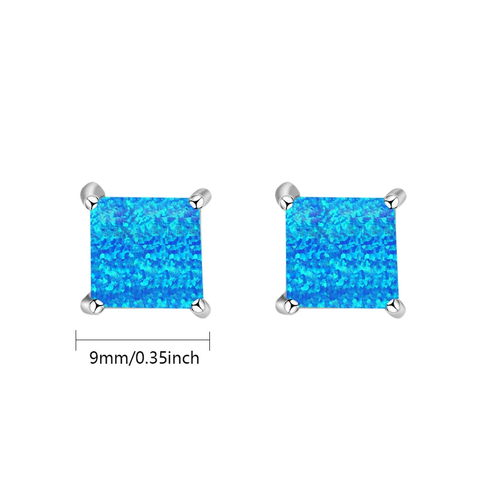 Ins Square Brass Geometric Opal Earrings | Minimalist Cute Gift Jewelry Best Seller Wholesale