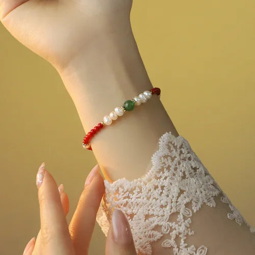 Red Coral Natural Pearls Fashion Accessories Set Fine Woman Ring Earrings Necklace Luxury Customized Jewelry Wedding