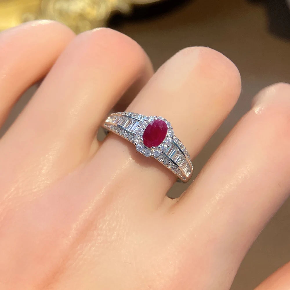 Gioiellieri Natural Ruby 925 Sterling Silver Ring Fashion Jewelry for Women Low Price Vintage Style Daily Party Gemstone Finger Gift
