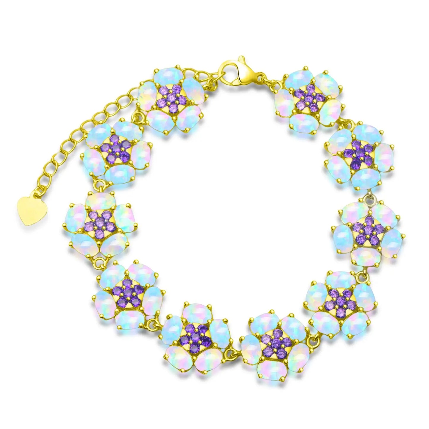 New Women's Xia Wei Flower Beaded Bracelet Opal Trendy Brass Gold-color Plated Jewelry Inlaid Gemstone Fashion Anniversary