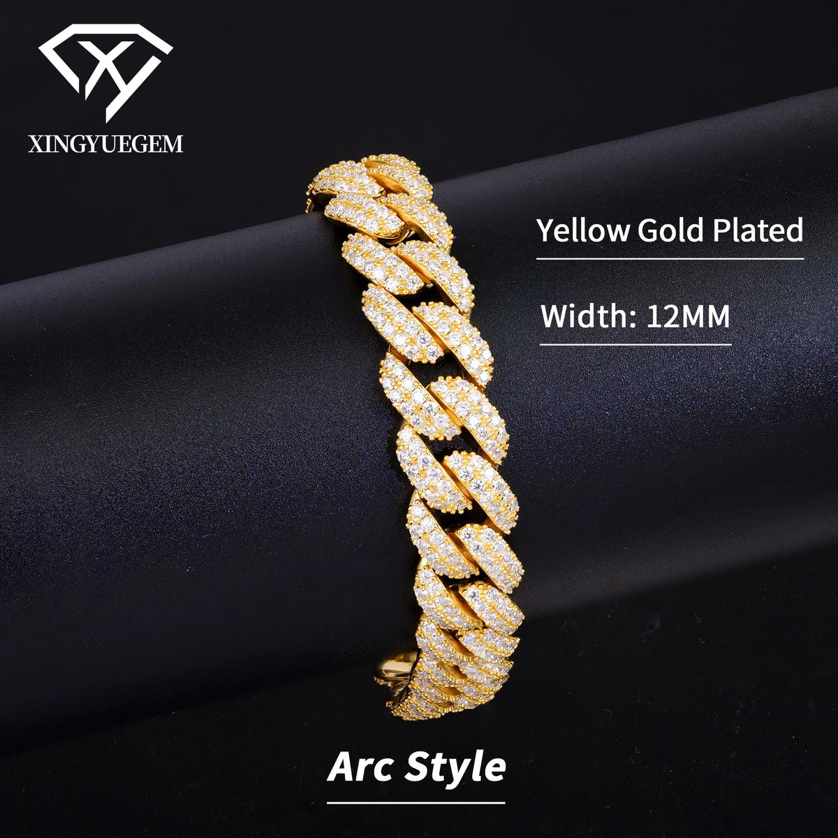 Factory Wholesale 8-20mm Gold Plated Vvs Iced Out Full Diamond Miami Moissanite 925 Sterling Silver Cuban Chain Link Bracelet