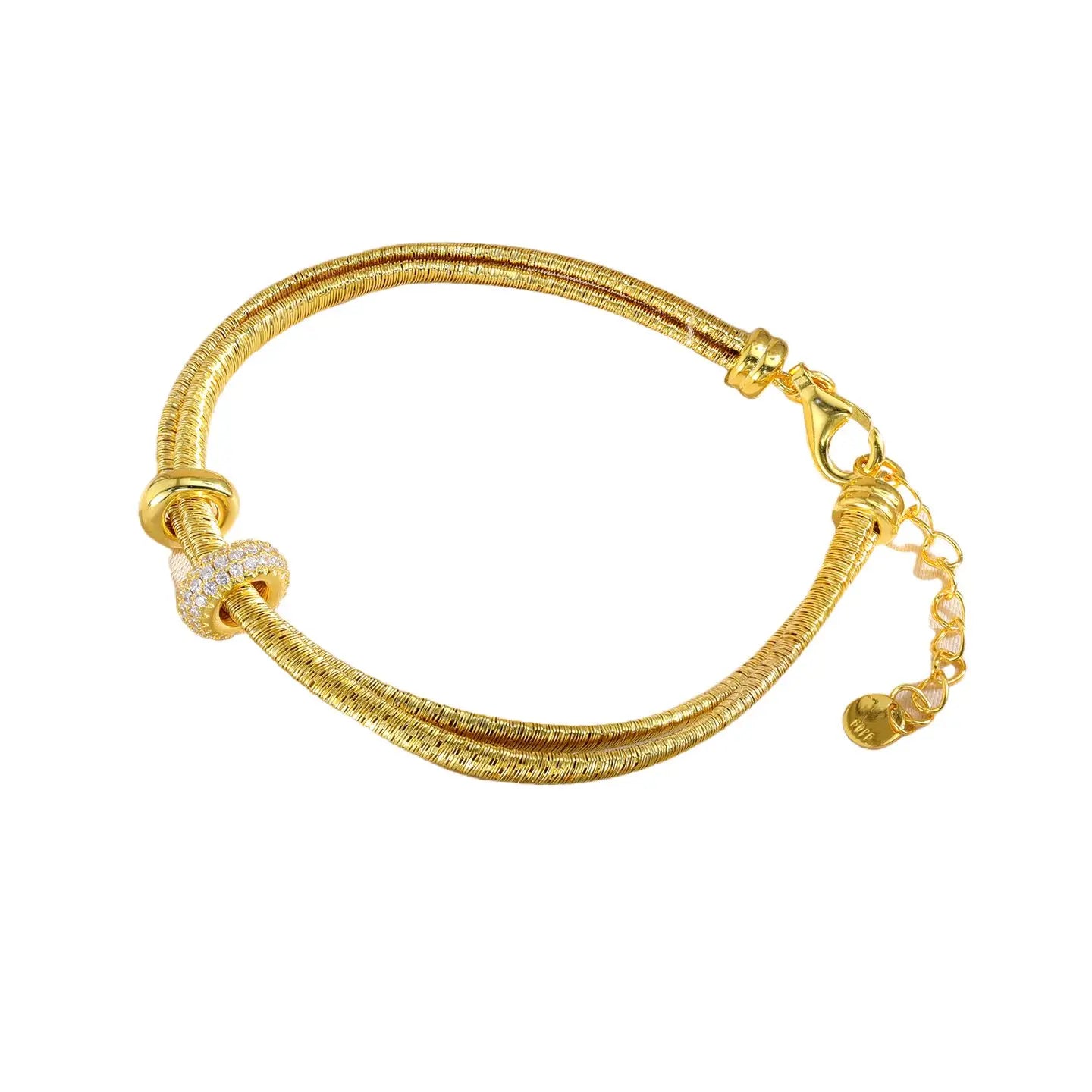 MuShan Jewelry Factory  Italian Silk-style Gold-plated Light Luxury Full Diamond Running Ring Bracelet
