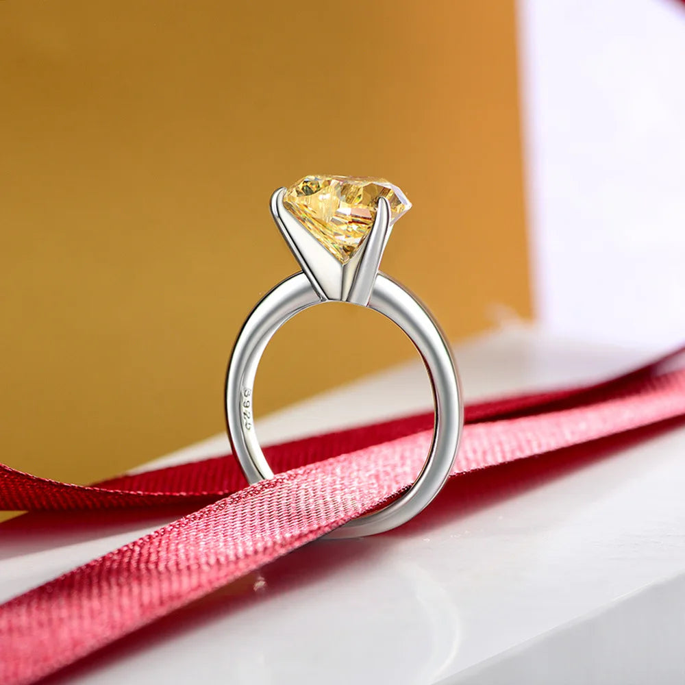 Silverelli | 925 Silver Heart-Shaped Zircon Ring | 10×10mm | Platinum Plated | 6 Colours