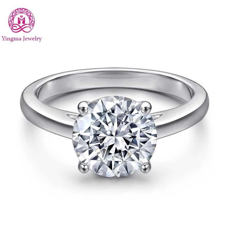 Gioiellieri Minimalist Round Brilliant Cut Lab Grown Ring 2ct D VVS1 Tapered Plain Band 9K 10K 14K 18K Gold Women Premium Fine Jewelry