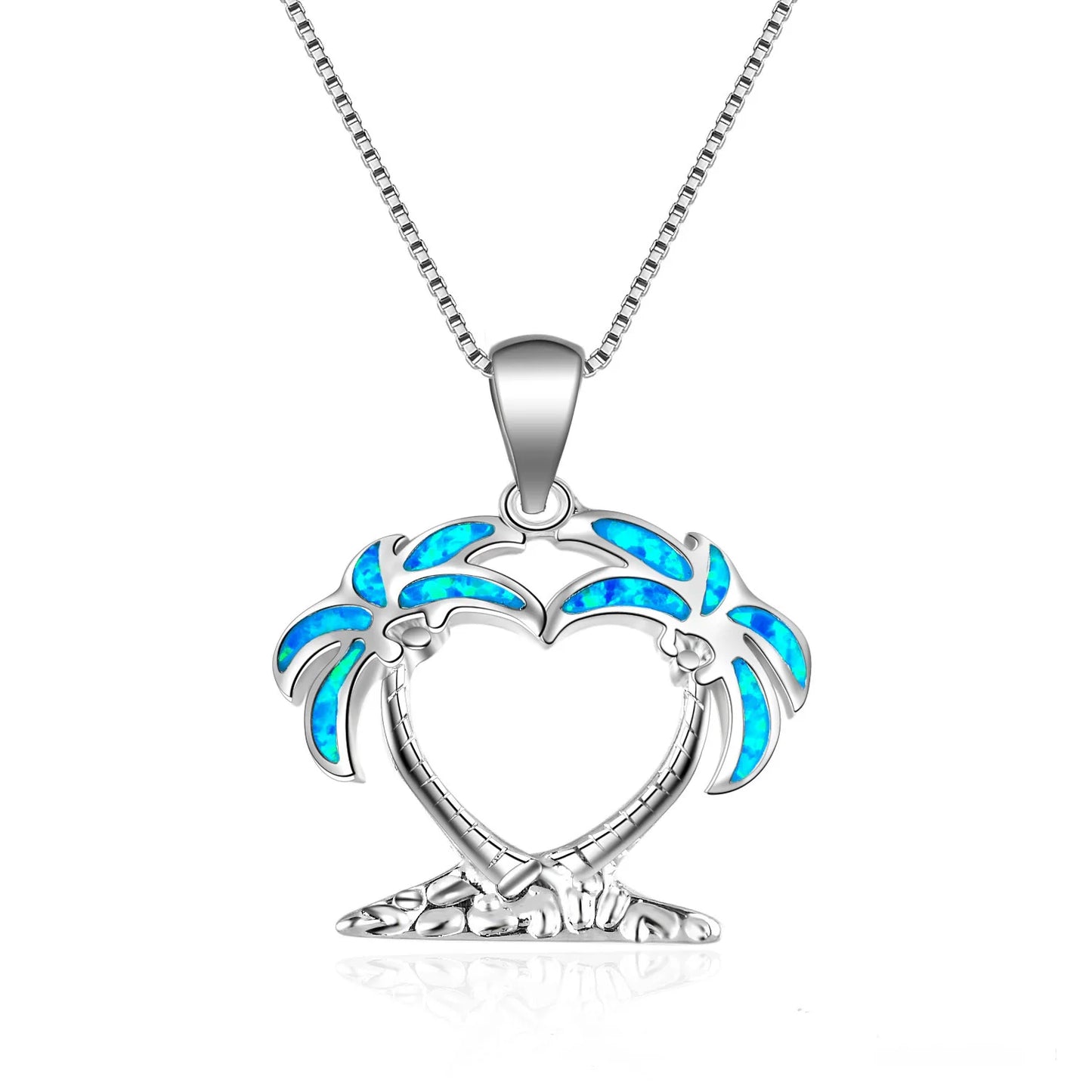 Aobao Coconut Tree Necklace, Opal, Palm Tree Pendant, Opal
