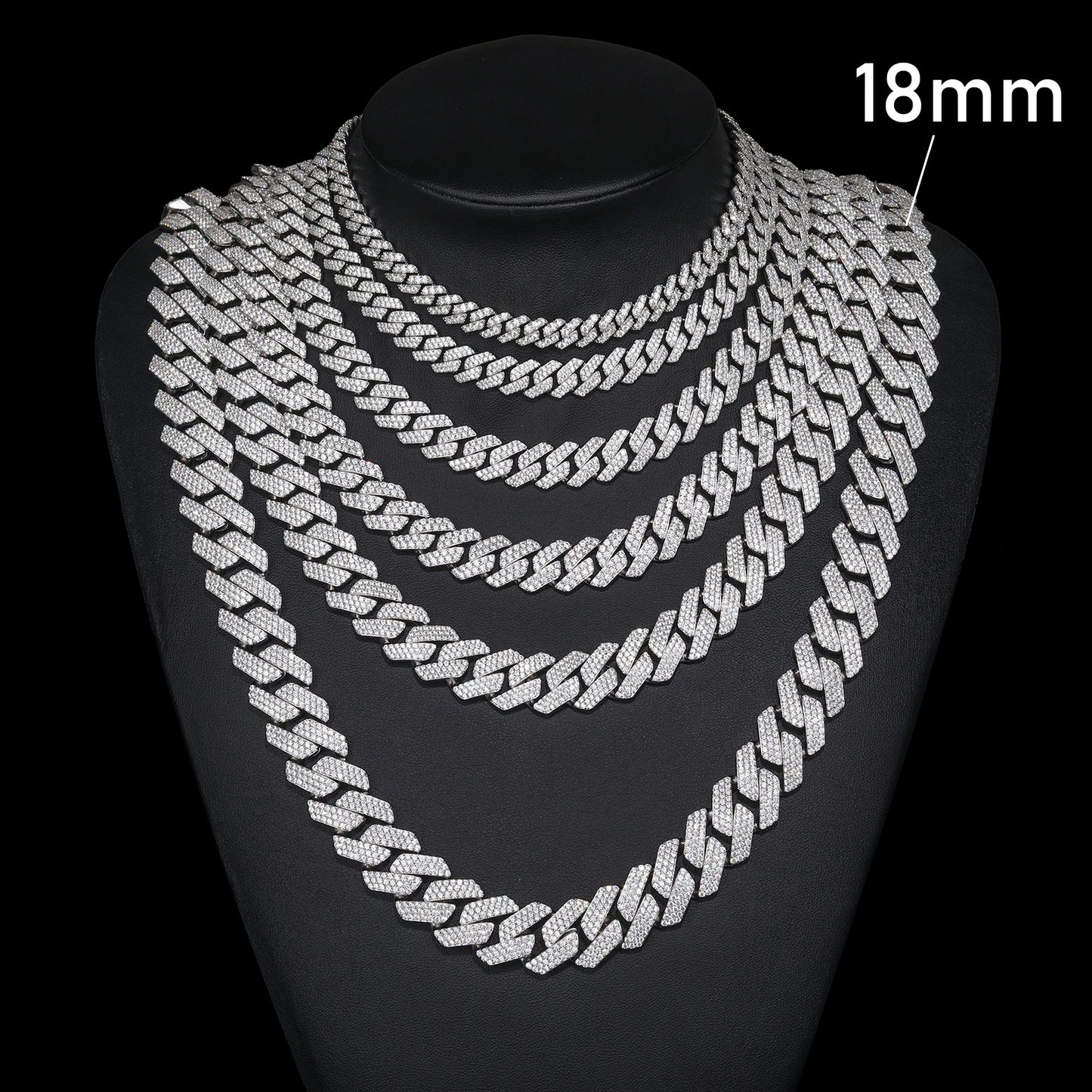 High Quality Cubana Hip Hop Jewelry 6-20mm 925 Sterling Silver VVS Moissanite Diamond Iced Out Cuban Link Chain Necklace for Men