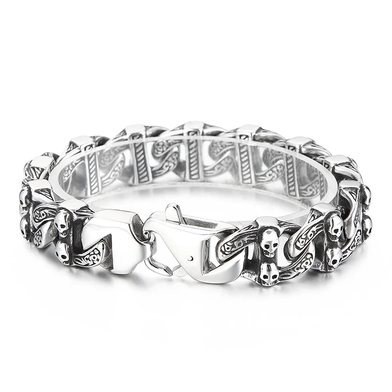KALEN Punk Skull Charms Links Bracelet – Silver