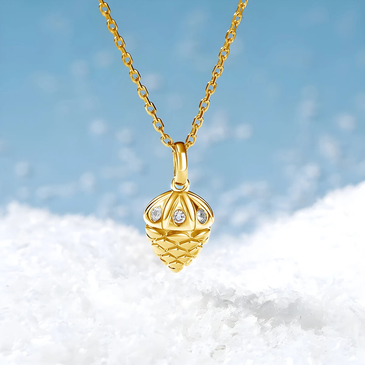 Gioiellieri Fine Jewelry Woman Men Christmas Mother's Day Gift Semi Circle Real 14K Gold Hollow Moissanite Squirrel Hazelnut Pendant