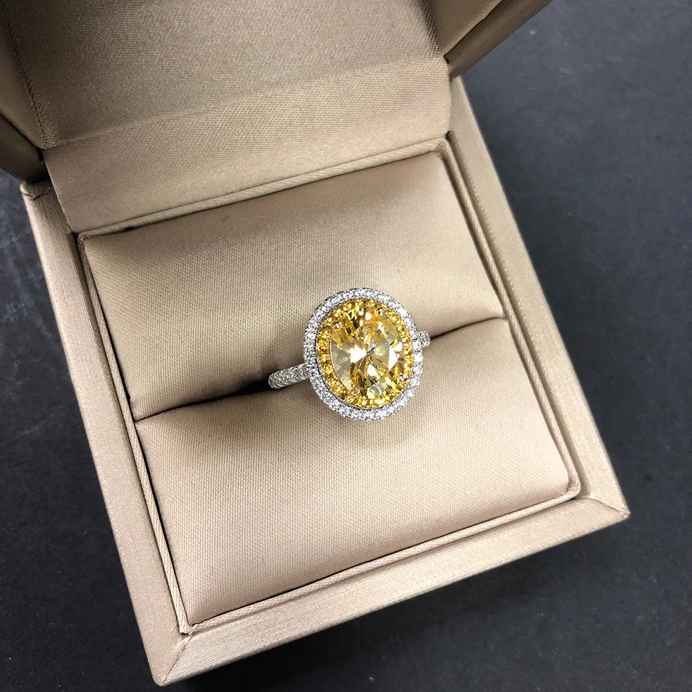 MUSHAN Jewelry Factory Cross Border Best Selling S925 Silver 3 Carat Oval Pigeon Egg 8*10 High Carbon Diamond Ring Is Luxurious