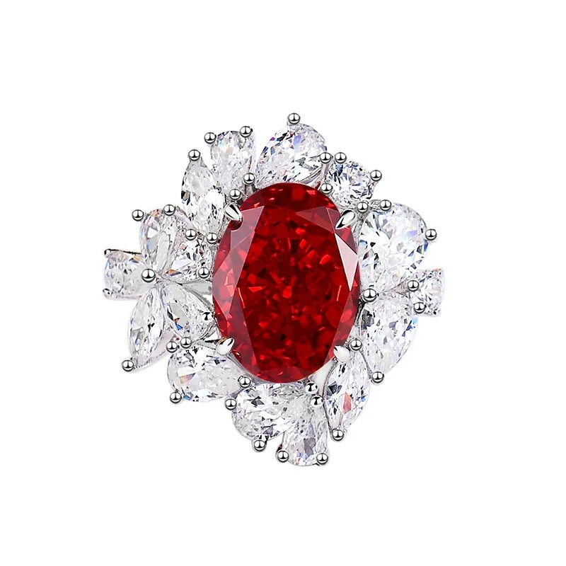 Wholesale Custom 925 Sterling Silver Ruby Rings Women Anniversary Wedding Red 5A 8A Zirconia Rings Jewelry Supplier Manufacturer