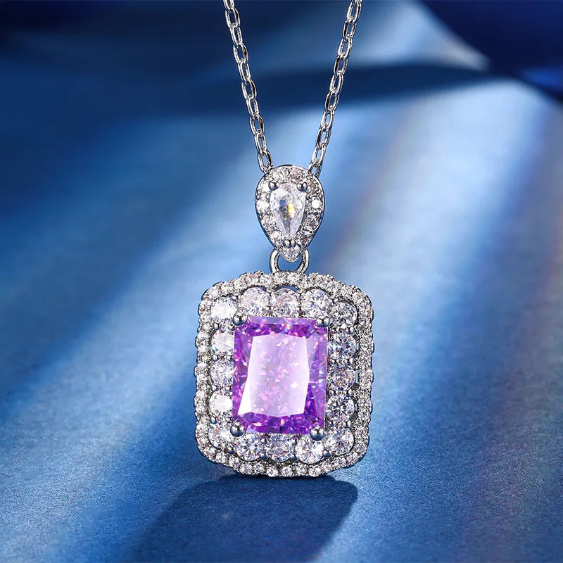 Gemfiori Light Luxury Temperament Design Sense Jewelry Inlaid with Cubic Sugar Zircon Pendant Ring and Earring Set