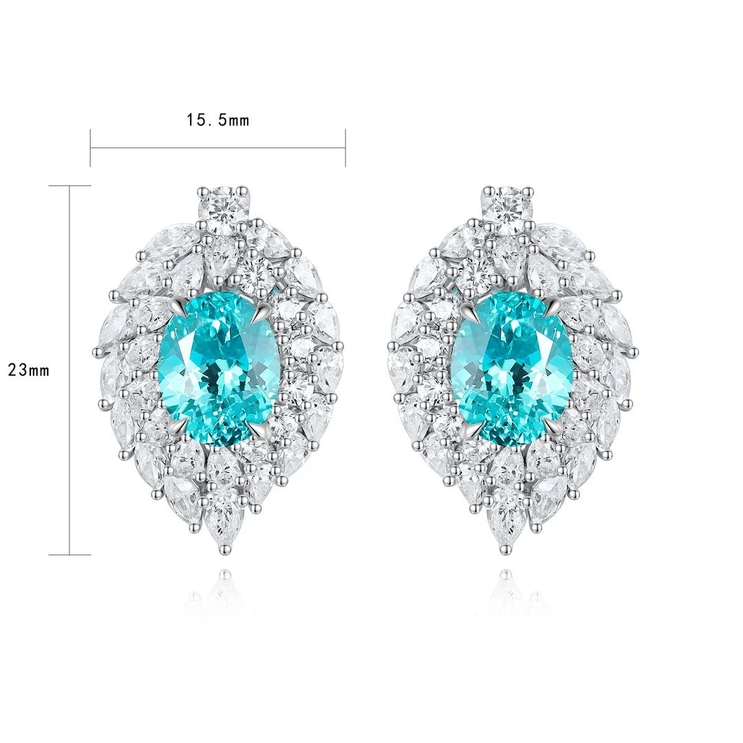 Gemfiori Anster High Quality S925 Lab Grown Paraiba Earring Stud Dainty Gemstone Stud Earrings for Women Daily Wear Gift